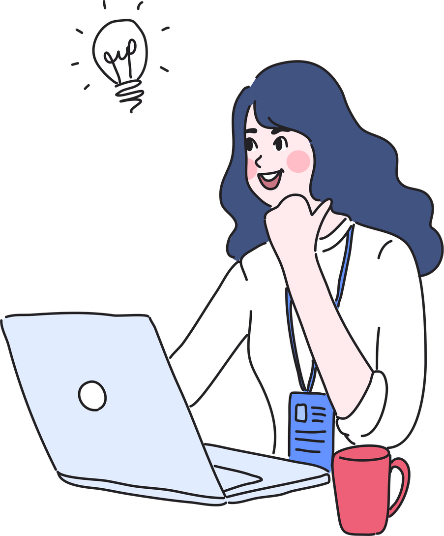 Working Woman with Idea Illustration