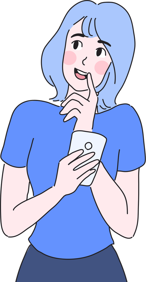 Girl with Phone Illustration 