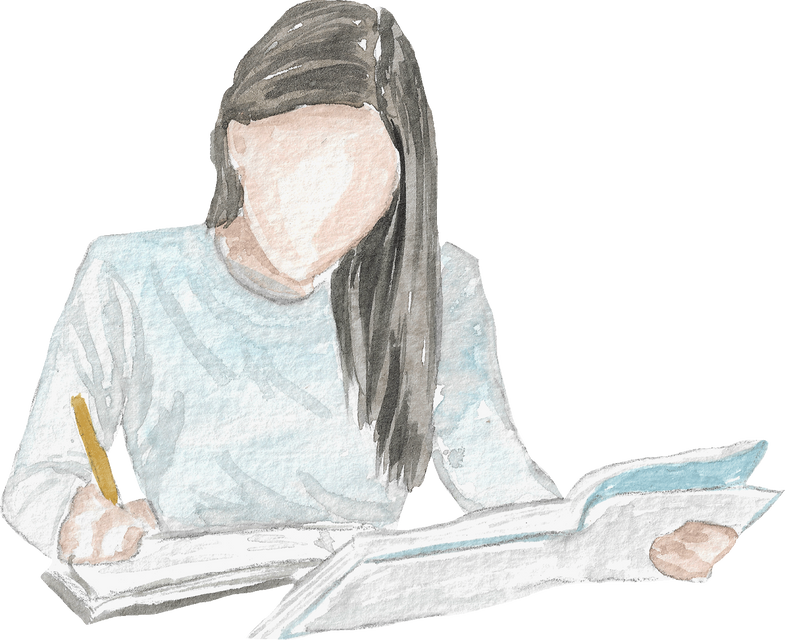 Writing Studying Female Student