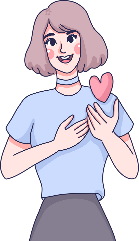 Woman Holding a Heart Illustration