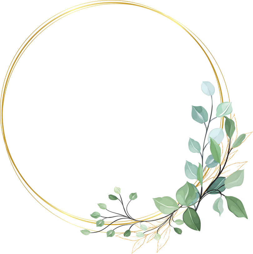 Circle Line Frame with Organic Leaves